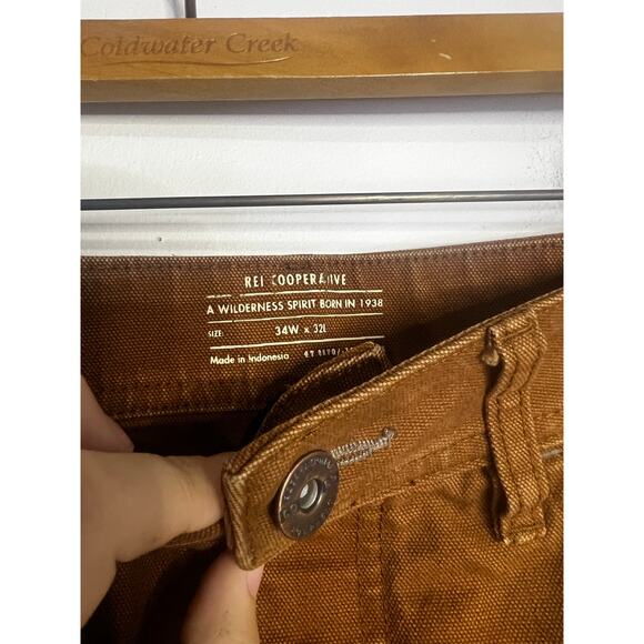 REI Cooperative Double Knee Carpenter Jeans Pants Men's 34x32 Tan/brown - Picture 3 of 6